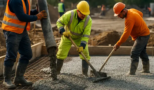 3 concrete contractors spreading concrete on the ground from San Antonio Concrete Contractor in San Antonio, TX - Concrete Contractor near me