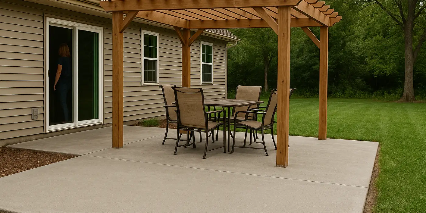 a concrete patio with a pergola from San Antonio Concrete Contractor in San Antonio, TX - concrete patio contractor