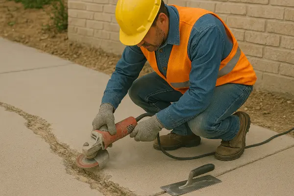 a male worker repairing a sidewalk from San Antonio Concrete Contractor in San Antonio, TX - concrete repair near me