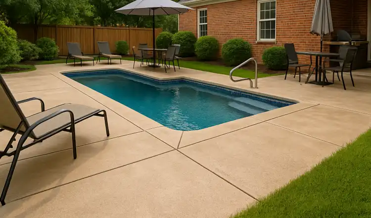 a swimming pool concrete deck from San Antonio Concrete Contractor in San Antonio, TX - concrete work san antonio