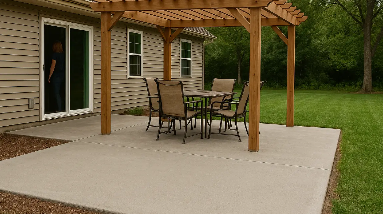 a concrete patio with a pergola from San Antonio Concrete Contractor in Converse, TX - Converse TX