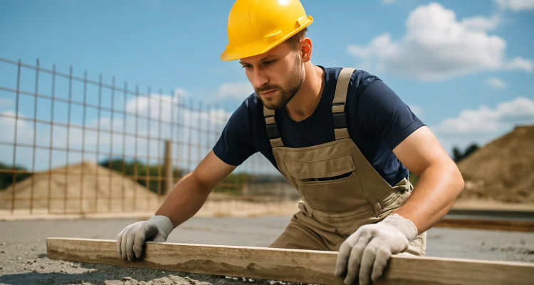 a male concrete worker spreading fresh cement on rebared ground from San Antonio Concrete Contractor in Schertz, TX - Schertz TX