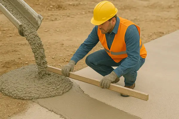a male concrete worker adding cement to a walkway from San Antonio Concrete Contractor in Schertz, TX - Schertz TX