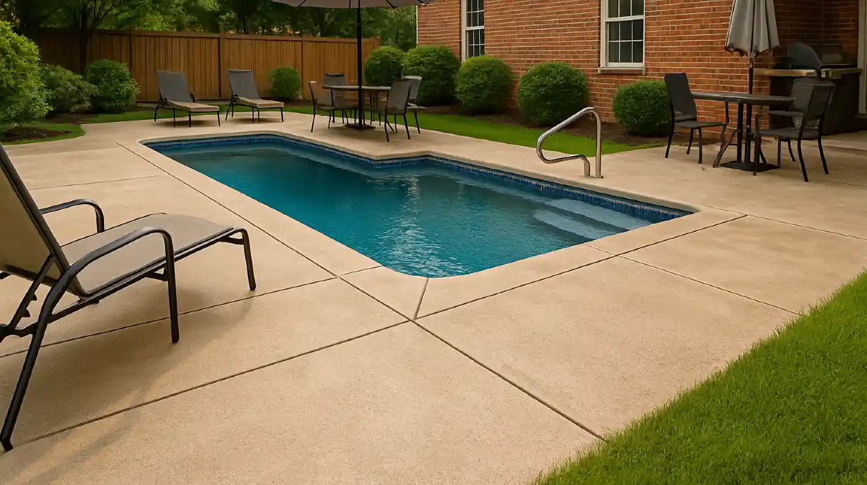 a swimming pool concrete deck from San Antonio Concrete Contractor in San Antonio, TX - sidewalk repair near me